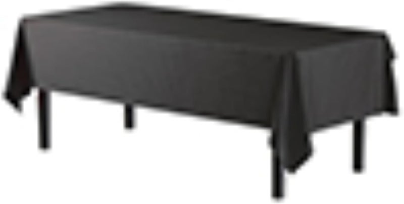Exquisite 12-Pack Plastic Tablecloth 54x108 Rectangle Value Pack Plastic Table Cover - Black - Image 3