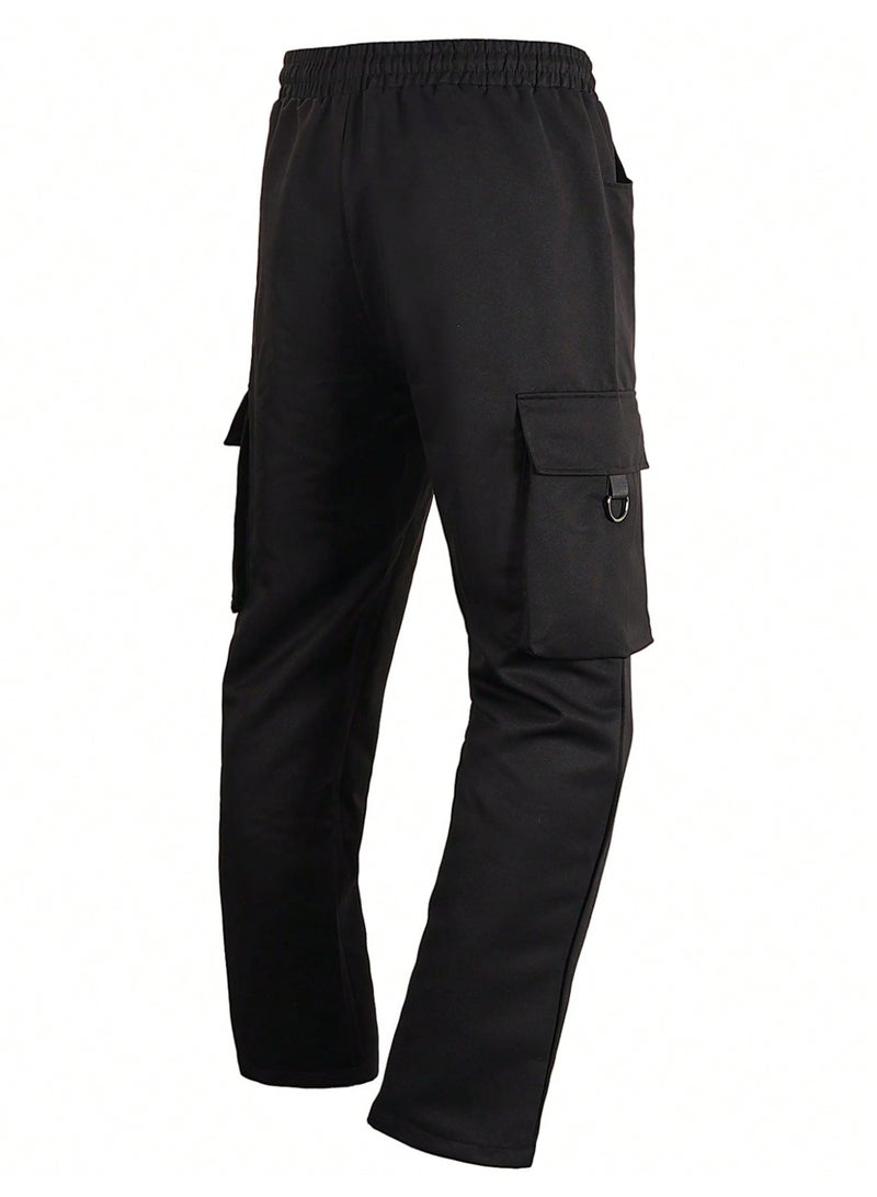 Men's Black Cargo Pants Multi-Pocket Utility Joggers Elastic Waist Techwear Casual Trousers - Image 5