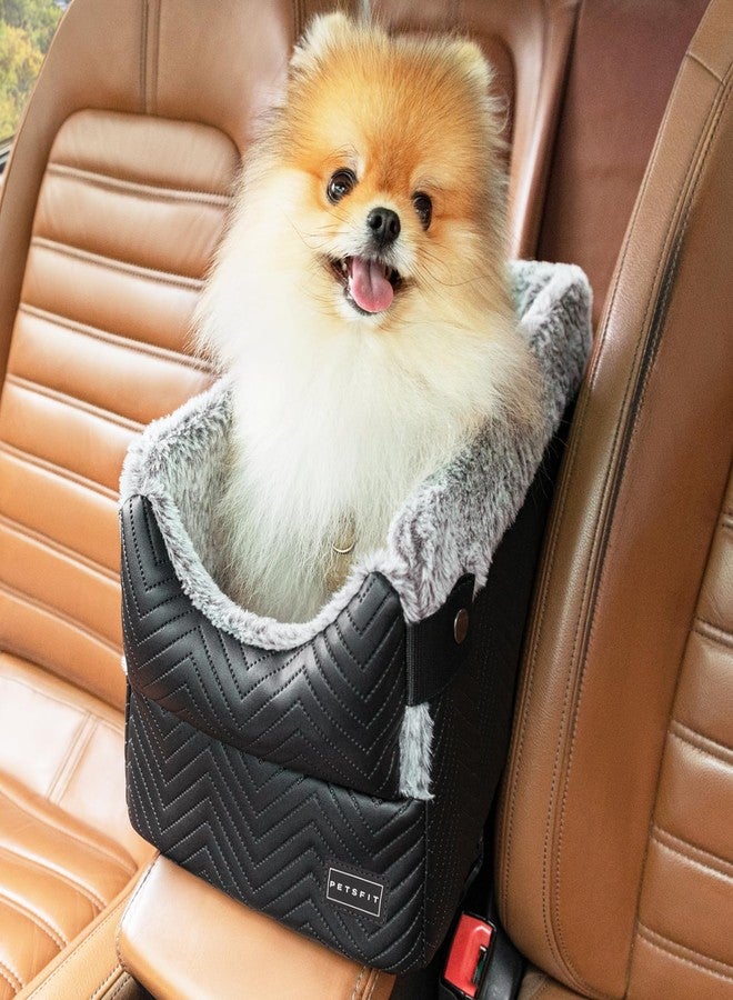 بتس فيت مقعد سيارة للكلاب من PETSFIT مع خطافات حماية آمنة، مقعد سيارة للحيوانات الأليفة مع أحزمة أمان مُحسّنة، وسادة قابلة للغسل، مقاعد سيارة للكلاب الصغيرة حتى وزن 8 أرطال (أسود) - Image 1