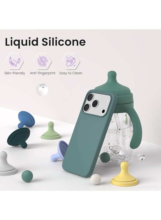 Compatible with iPhone 17 Pro Max Case 6.9", Slim Liquid Silicone 4 Layers Full Covered Soft Rubber Shockproof Cover, Protective Phone Case for iPhone 17 Pro Max (Pine Green) - Image 4