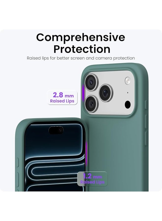 Compatible with iPhone 17 Pro Max Case 6.9", Slim Liquid Silicone 4 Layers Full Covered Soft Rubber Shockproof Cover, Protective Phone Case for iPhone 17 Pro Max (Pine Green) - Image 3