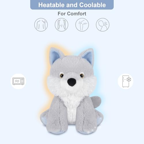 SuzziPals Heatable Coolable Wolf Stuffed Animals Cute Microwavable Heating Pad Plushies for Soothing Relaxation Stuffed Wolf Plush Toys Wolf Plush Toy Gift - Image 5