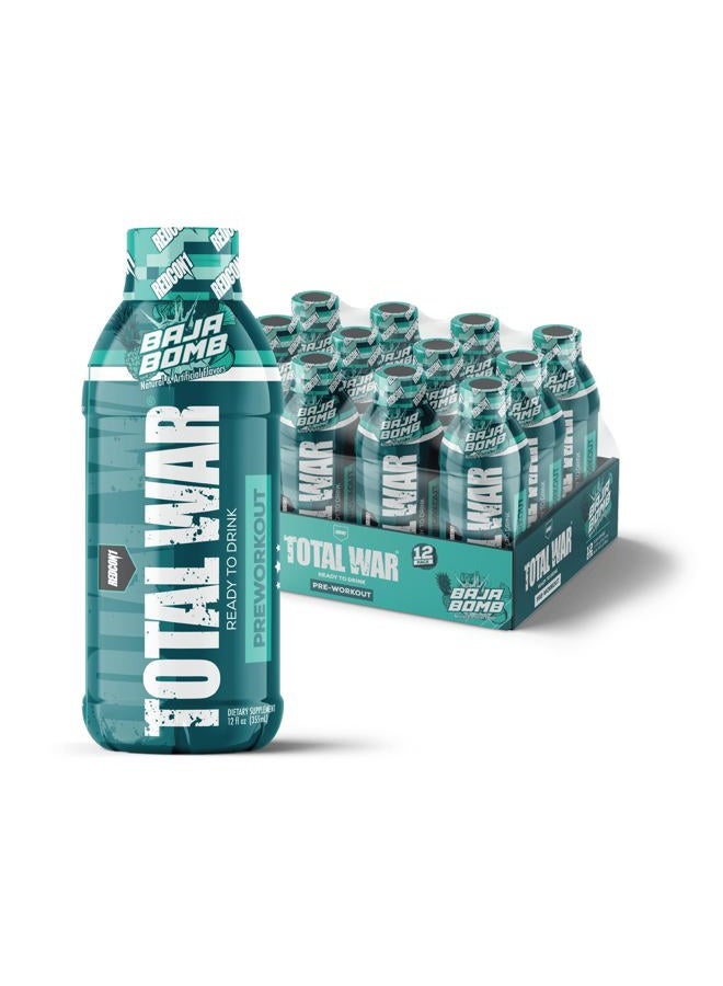 REDCON1 توتال وور جاهز للشرب قبل التمرين - صيغة RTD صديقة للكيتو تعزز القدرة على التحمل - مشروب قبل التمرين للأحماض الأمينية + سيترولين ماليت للرجال والنساء (عنب، 12 حصة) - Image 1