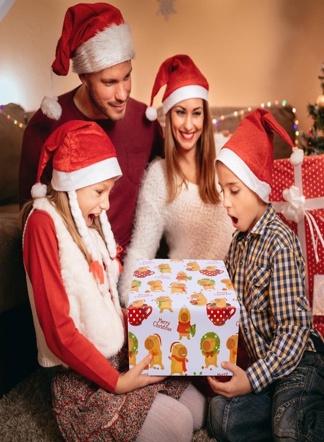 NEPOG Christmas Capybara Wrapping Paper, Lovely Capybaras Christmas Gift Wrap, 6 Sheets Folded Flat 20x28 Inches per Sheet for Kids Girls Boys Men Women Xmas Decorative Paper and Birthday - Image 5