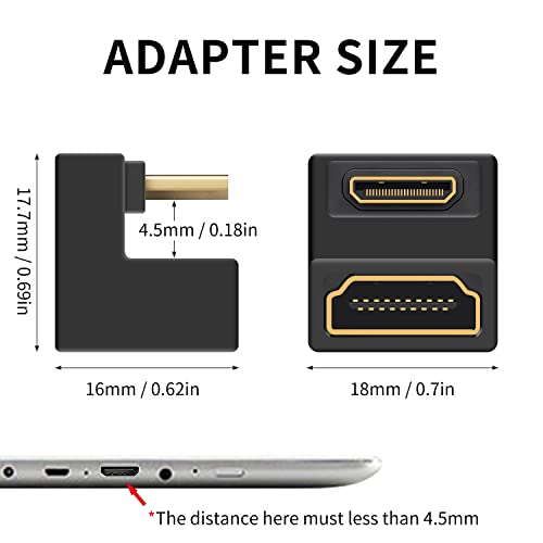 Duttek Portable Monitor 180 Degree Mini HDMI to HDMI Adapter 8K 48Gbps, U-Shaped Down Angle Mini HDMI Male to HDMI Female Extender Converter for Laptop and Tablet (2 Pack) - Image 3