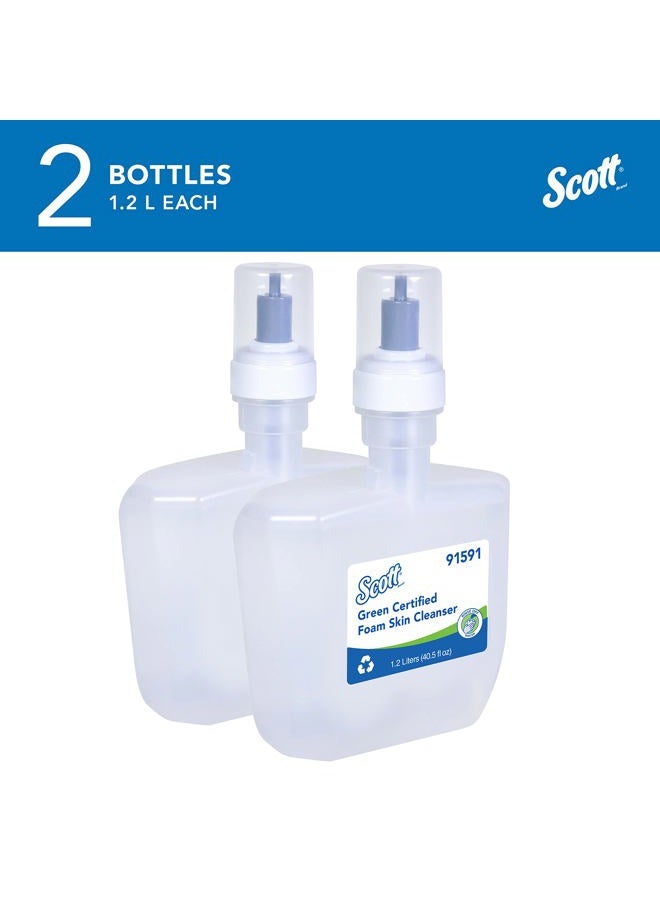 Scott صابون يد رغوي معتمد أخضر (91591)، 1.2 لتر، رغوي، شفاف، بدون إضافة عطر، إيكولوجو، تصنيف NSF E-1، تعبئة تلقائية (2 زجاجة) - Image 2