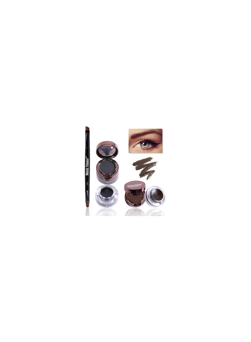 Mn Eyebrow Powder and Gel Eyeliner Waterproof Black And Brown - Image 2
