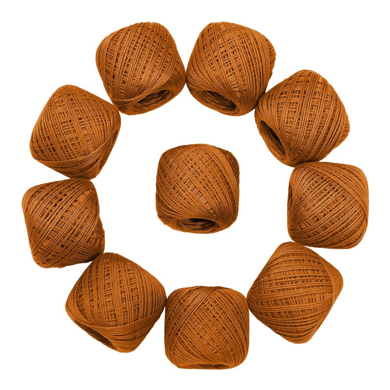 CORIOX Crochet Thread Set Of 10 Ball Crochet Cotton Thread Yarn For Knitting And Craft Making. Size 20Gm 55 To 60 Mtr Approx (Dark Mustered) - 200 Gm - Image 2