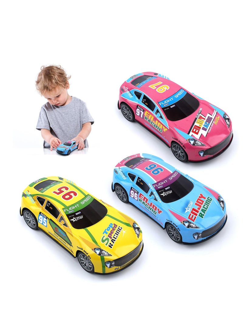 SYOSI 7 inch Toy Cars 3 Pack, Push and Walk Friction Power Pull Back Matchbox Race Car for Toddlers 1-3, Kids Ages 3-5, 4-7, the Excellent Gift for Boys and Girls at Easter Birthday Parties - Image 1