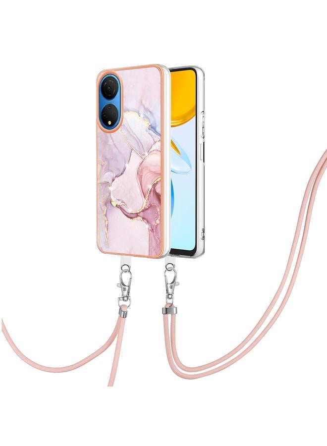 The Bros Case For Honor X7 Electroplating Marble Dual-side IMD Phone Case with Lanyard - Image 1