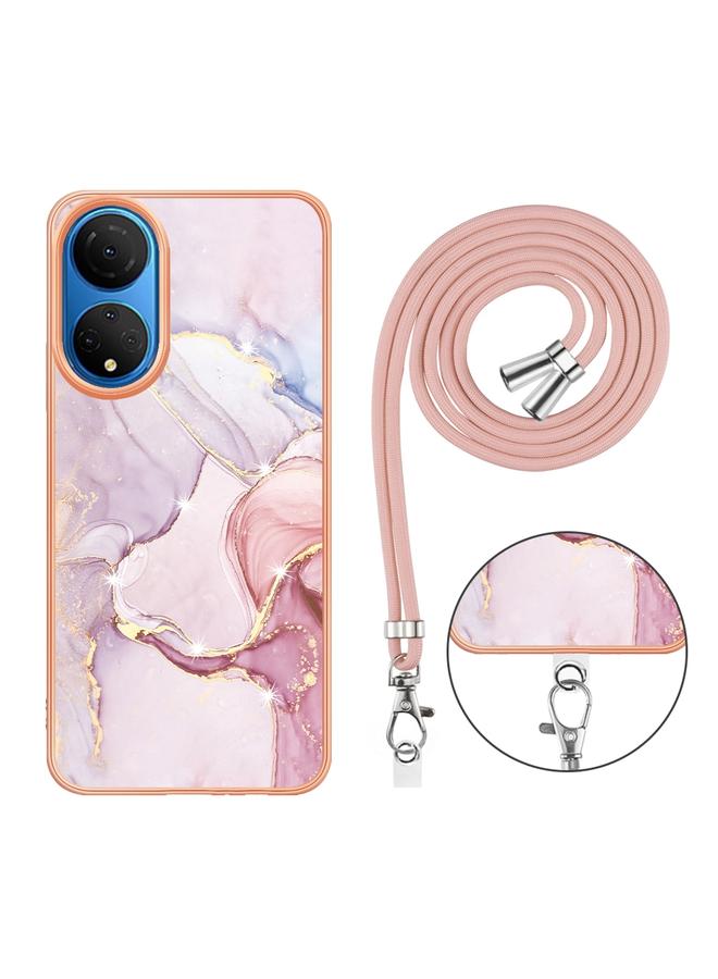 The Bros Case For Honor X7 Electroplating Marble Dual-side IMD Phone Case with Lanyard - Image 2