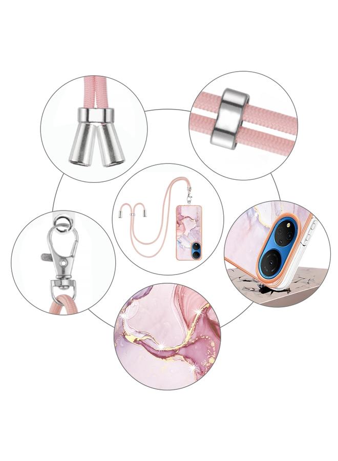 The Bros Case For Honor X7 Electroplating Marble Dual-side IMD Phone Case with Lanyard - Image 4