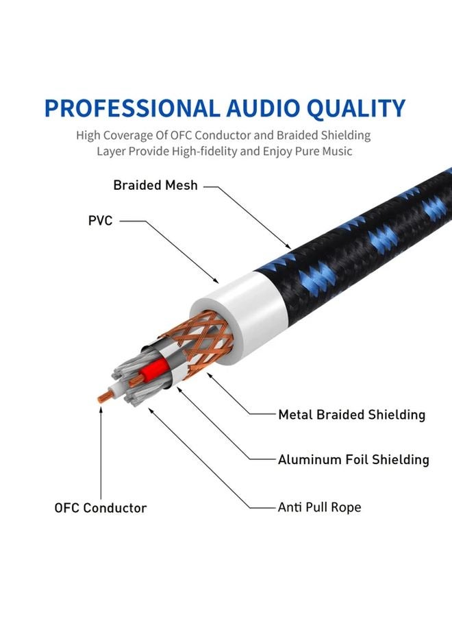 DREMAKE 15ft Professional Balanced XLR Microphone Cable Black Blue Oxygen Free Copper - Image 3