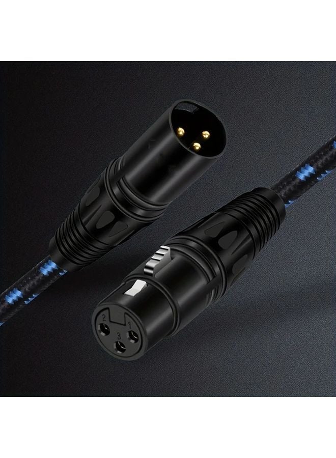 DREMAKE 15ft Professional Balanced XLR Microphone Cable Black Blue Oxygen Free Copper - Image 2