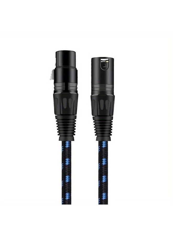 DREMAKE 15ft Professional Balanced XLR Microphone Cable Black Blue Oxygen Free Copper - Image 1