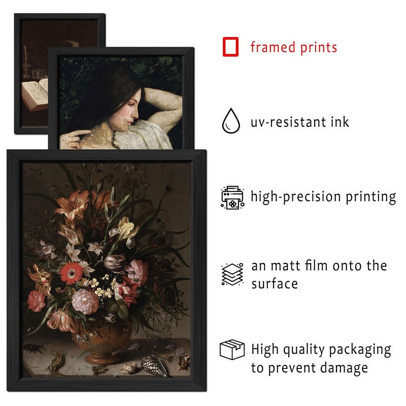 ANERZA 16 PCS Framed Dark Academia Room Decor, Gothic Home Decor, Moody Wall Art Prints for Bedroom, Gallery Wall Frame Set, Witchy Posters for Living Room Aesthetic, Halloween Dorm Collage Kit - Image 3
