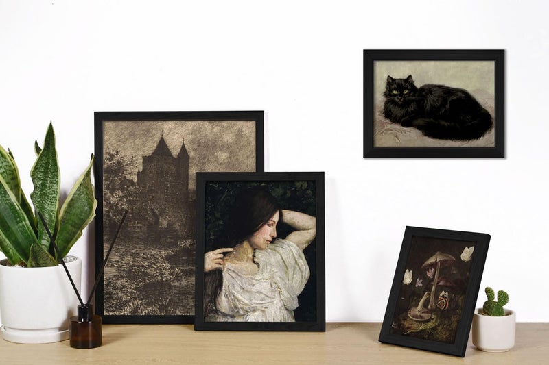 ANERZA 16 PCS Framed Dark Academia Room Decor, Gothic Home Decor, Moody Wall Art Prints for Bedroom, Gallery Wall Frame Set, Witchy Posters for Living Room Aesthetic, Halloween Dorm Collage Kit - Image 5