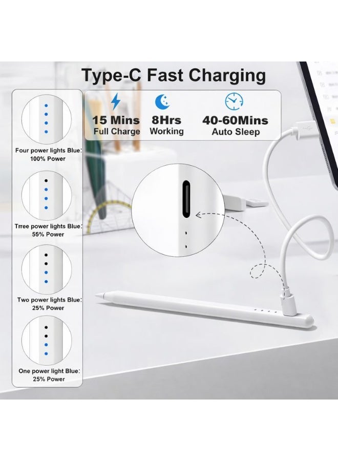 2 قلم ستايلس للأجهزة اللوحية والايباد مع شحن USB-C – دقة عالية للكتابة والرسم، متوافق مع iOS وAndroid وXiaomi - Image 3