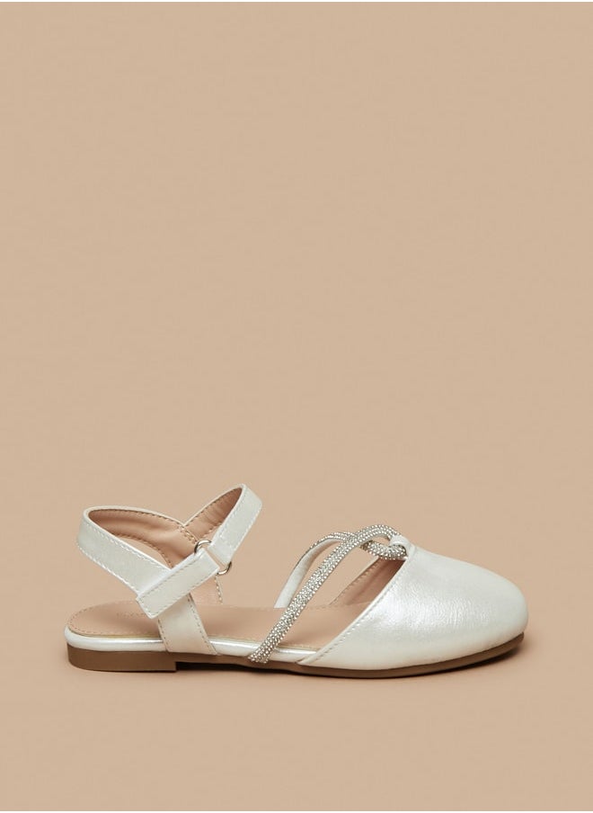 Flora Bella By Shoexpress - Girl's Embellished Ballerinas With Hook And Loop Closure Ramadan Collection - Image 1