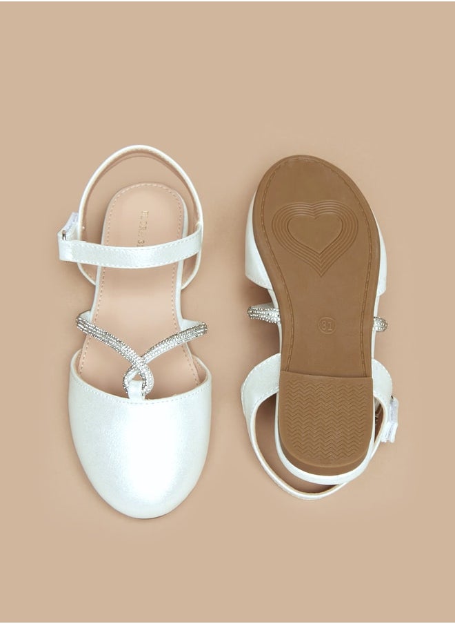 Flora Bella By Shoexpress - Girl's Embellished Ballerinas With Hook And Loop Closure Ramadan Collection - Image 1