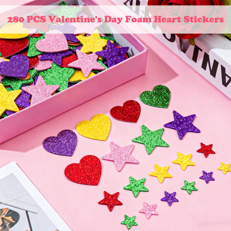 OHOME Valentines Party Favors - 280 PCS Valentines Stickers-Valentineâ€˜s Day Gifts for Kids | Foam Heart Stickers for School Classroom,Valentine's Day Crafts Accessories Treats Decorations - Image 4