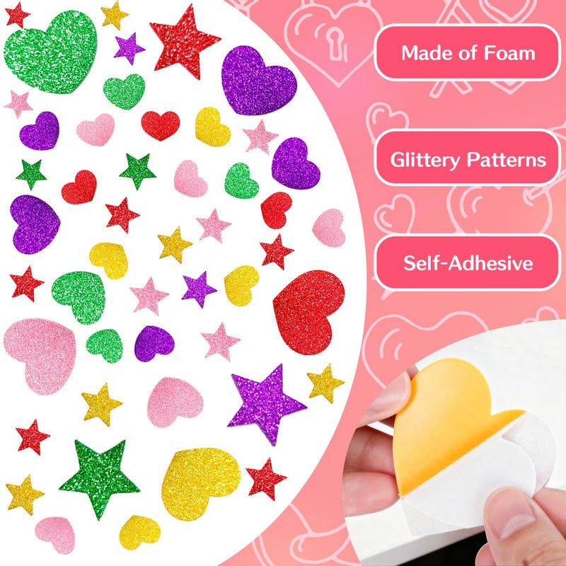OHOME Valentines Party Favors - 280 PCS Valentines Stickers-Valentineâ€˜s Day Gifts for Kids | Foam Heart Stickers for School Classroom,Valentine's Day Crafts Accessories Treats Decorations - Image 3