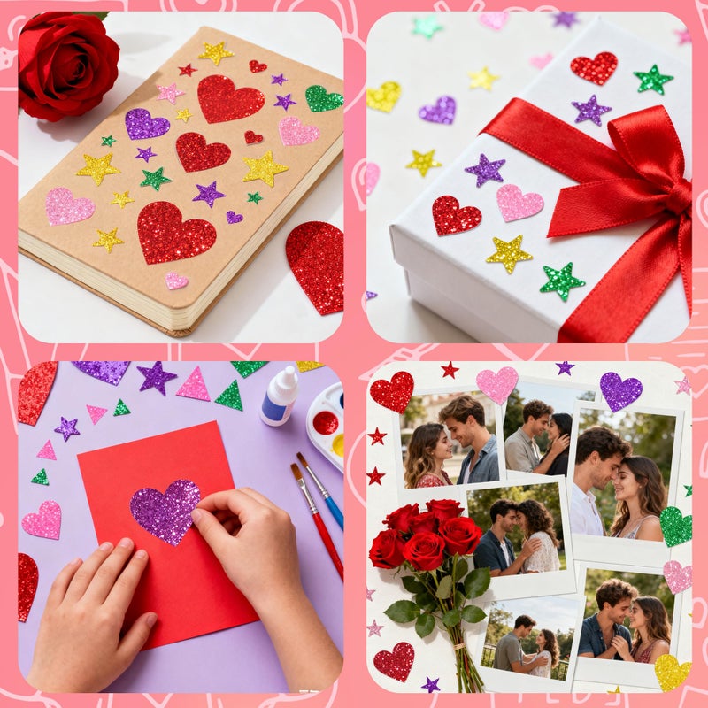 OHOME Valentines Party Favors - 280 PCS Valentines Stickers-Valentineâ€˜s Day Gifts for Kids | Foam Heart Stickers for School Classroom,Valentine's Day Crafts Accessories Treats Decorations - Image 5