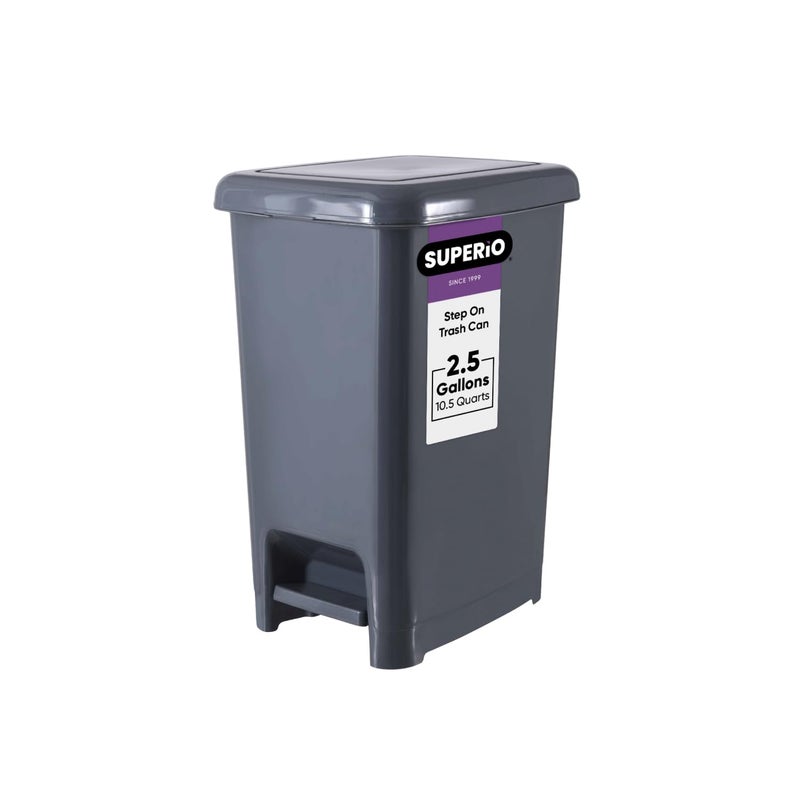 Superio Slim Trash Can with Foot Pedal 25 Gallon StepOn Trash Can Garbage Can Small Trash Can for Bathroom Kitchen Office Patio or Backyard Onyx Grey