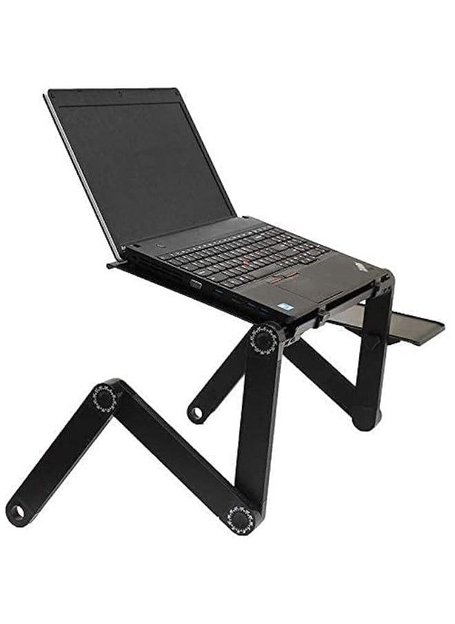 HuHa - Icome Laptop Cooling Stand Tray Holder Riser Desk Table for Bed Sofa Adjustable (Black) - Image 1