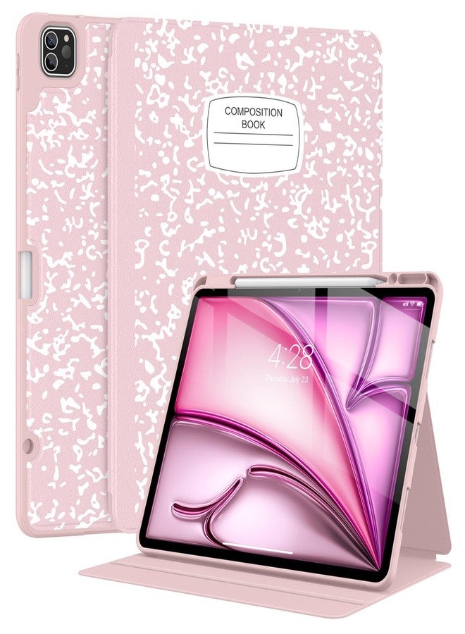 Supveco جراب Supveco لجهاز iPad Air مقاس 13 بوصة M3 2025 وM2 2024 وجهاز iPad Pro مقاس 12.9 بوصة من الجيل السادس/الخامس 2022/2021 مع حامل قلم - [شحن القلم + تشغيل/إيقاف تلقائي]، جراب قابل للطي مع غطاء خلفي من مادة TPU الناعمة - وردي - Image 1