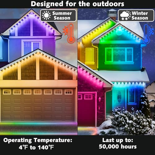 SINLEY Permanent Outdoor RGB Lights,Waterproof Smart LED Eaves Lights with App/Remote Control,for Christmas and All Holiday Decor,Daily and Accent Lighting,House Roof and Garden Lighting (100FT) - Image 4