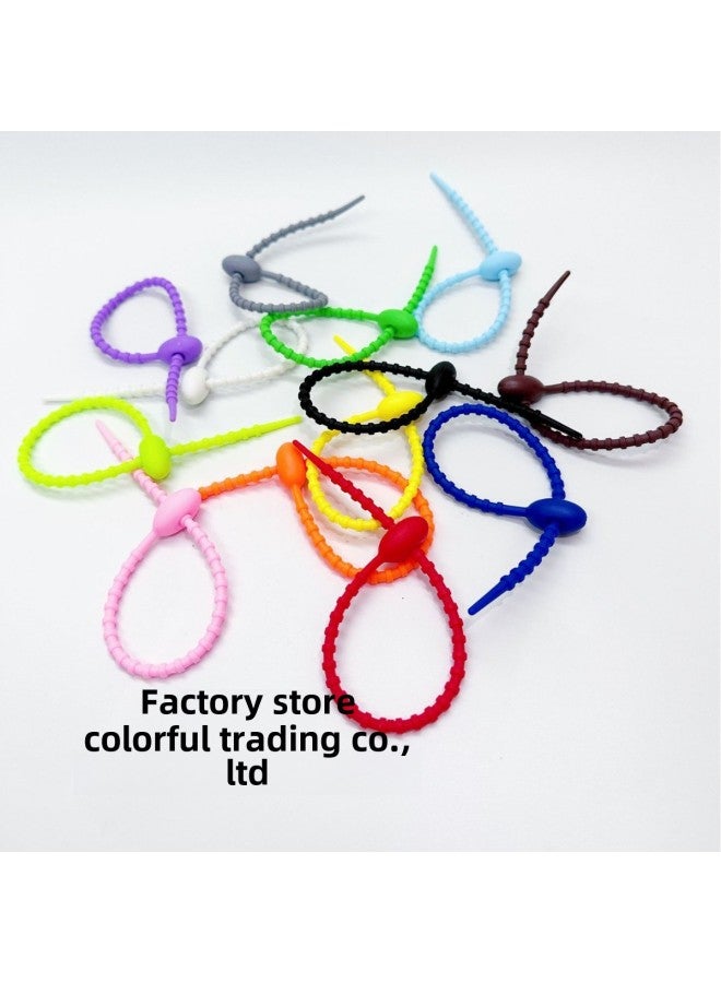 Loquat 215mm Tadpole Self-locking Charging Cable Tie Storage With DIY Keychain Jewelry Blind Box Trendy Pendant-Color:Purple Keychain - Image 2
