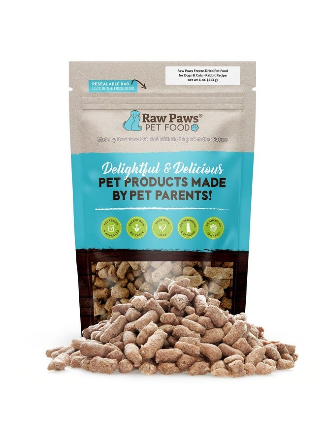 روو باوز طعام الحيوانات الأليفة المجفف بالتجميد من Raw Paws للكلاب والقطط - وصفة الأرانب، 113 غرامًا - الولايات المتحدة الأمريكية، مكافآت الكلاب النيئة للتدريب - مكافآت القطط والكلاب - لحم أرانب 100%، بدون إضافة هرمونات أو مضادات حيوية - Image 1