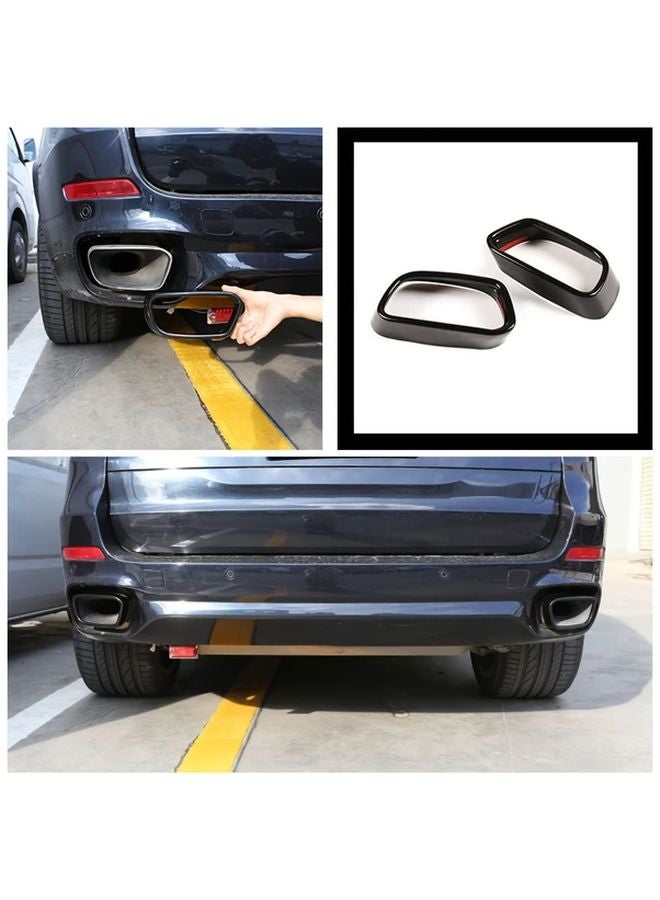 BMW X5 X6 F15 Glossy Black Stainless Steel Rear Exhaust Trim Tail Pipe Frame - Image 1