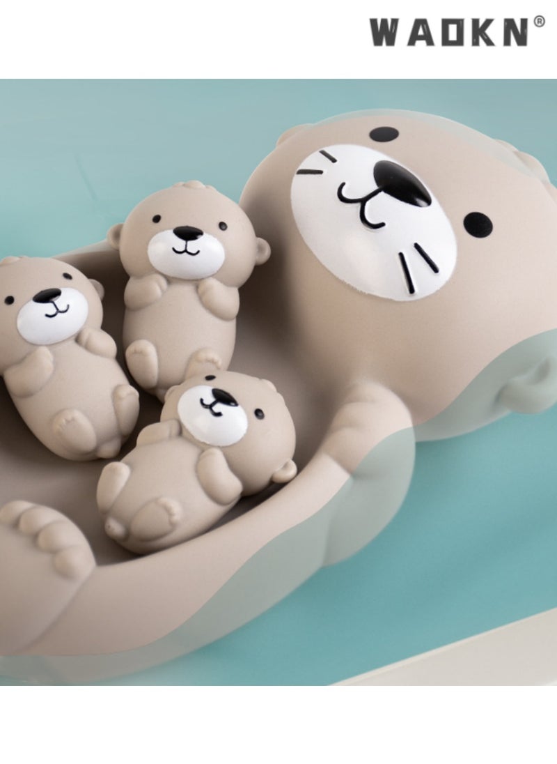 WAOKN Children's Bathing Floating Animals, Otter Shaped Water Toys, Ideal for Infants and Toddlers, Fun and Safe Bathtub Playset, Perfect for Encouraging Bath Time Enjoyment, 18 Months and Older  - Image 1