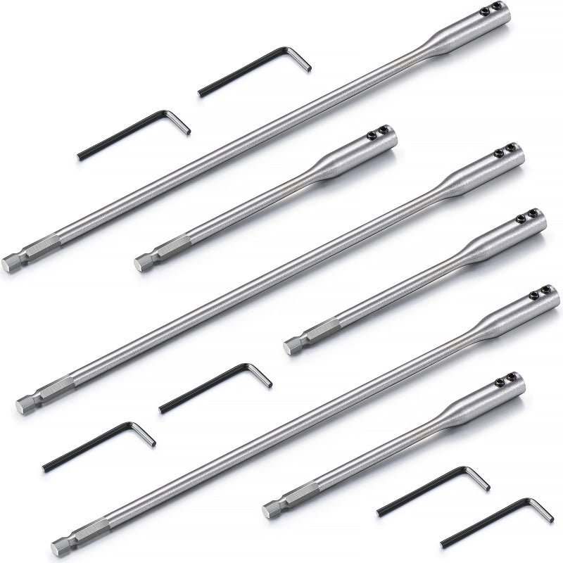 Chumia Drill Bit Extension 6, 12 Inch High Carbon Steel Drill Bit with Wrench Key for Wood Turners Construction Accessories(12 Pieces) - Image 1