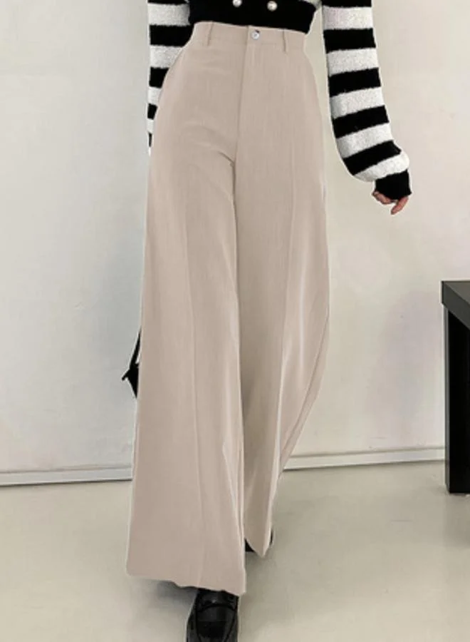 Take Two Beige Beige High Rise Wide Leg Pants for Women | Best Price UAE