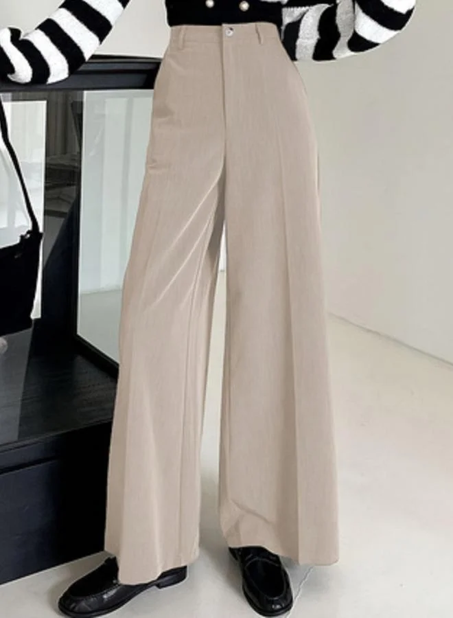 Take Two Beige Beige High Rise Wide Leg Pants for Women | Best Price UAE