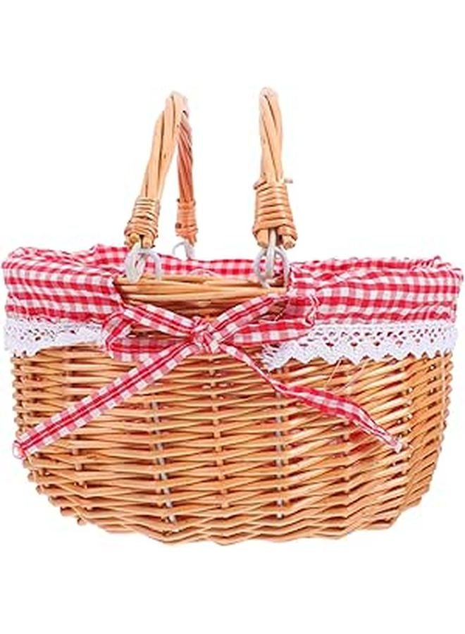 Large Woven Picnic Basket with Handle for Food Storage Outdoor Picnics Home Organization - Image 1