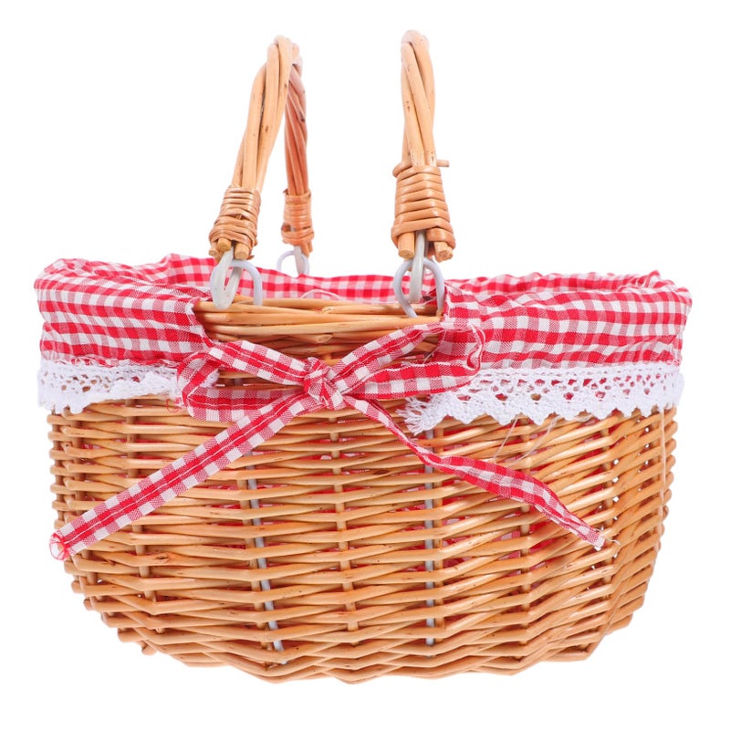 Large Woven Picnic Basket with Handle for Food Storage Outdoor Picnics Home Organization - Image 2