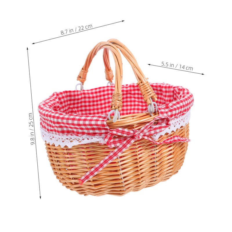 Large Woven Picnic Basket with Handle for Food Storage Outdoor Picnics Home Organization - Image 3