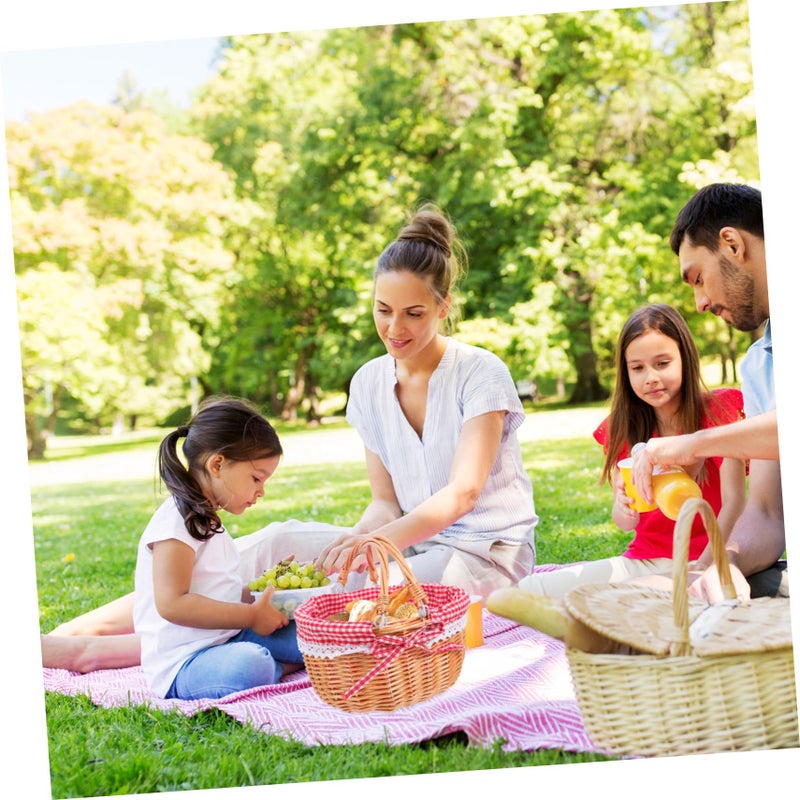 Large Woven Picnic Basket with Handle for Food Storage Outdoor Picnics Home Organization - Image 5
