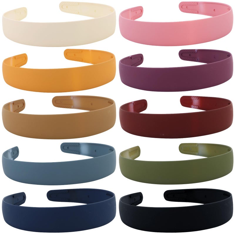 Wecoe 10pcs Plastic Headbands with Teeth 1inch Wide Comb NonSlip Comfortable Colorful Short Hair Accessories for Women and Girls