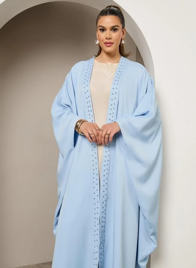 Styli Embellished Beaded Batwing Sleeve Abaya