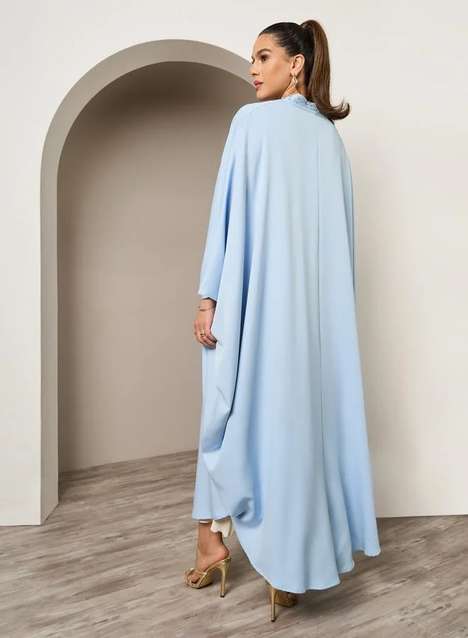 Styli Embellished Beaded Batwing Sleeve Abaya