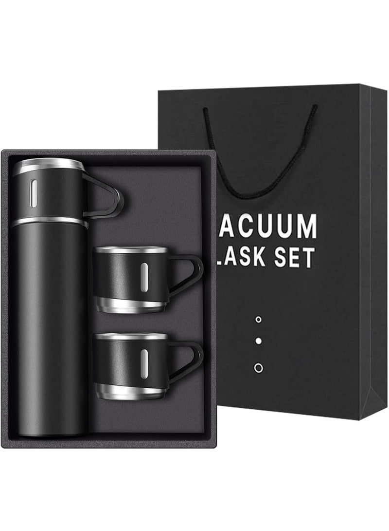 Coffee Thermo Bottle -Vacuum-Insulated Stainless Steel Travel Mug, 16oz Insulated Bottle with Cup for Hot & Cold Drink Travel Mug (Black, Three Cup) - Image 1