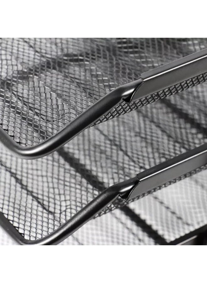 3-Tier Black A4 Drawer Office Document Organizer Tray File Folders Computer Desk Organizer Drawers Black Metal Mesh Rectangular - Image 4