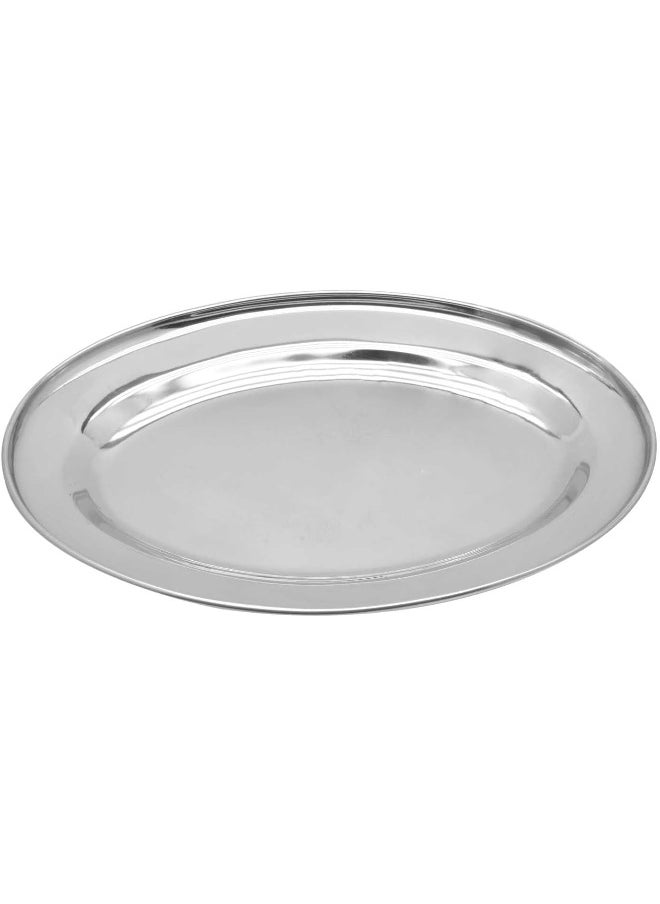 RAJ Raj Stainless Steel Oval Serving Tray, 20cm, OT0020, Rice Plate, Salad Plate, Side Plate, Platter, Serving Plate  - Image 1