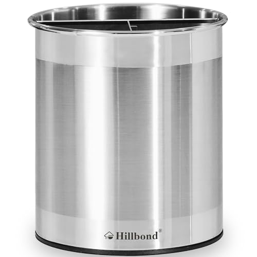 Hillbond حامل أدوات المطبخ من هيلبوند من الفولاذ المقاوم للصدأ مع فاصل قابل للإزالة، 6.9x7.5 بوصة، حامل أدوات معدني لسطح العمل، وعاء ملعقة دوار 360° للطهي (كبير جداً) - Image 1