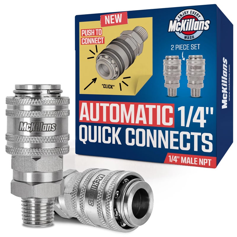 McKillans 14 Nozzle Automatic Quick Connect Fittings Stainless Steel 14 NPT Male Quick Connect Couplers Coupler for Pressure Washer Gun Pack of 2 - Image 2
